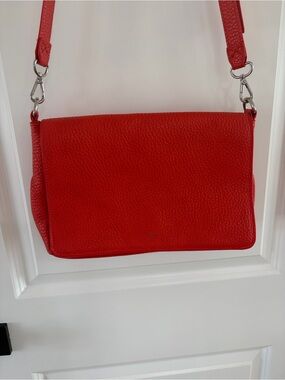 Collab Orange-red Pebbled Leather Look Crossbody Bag - Women. B1